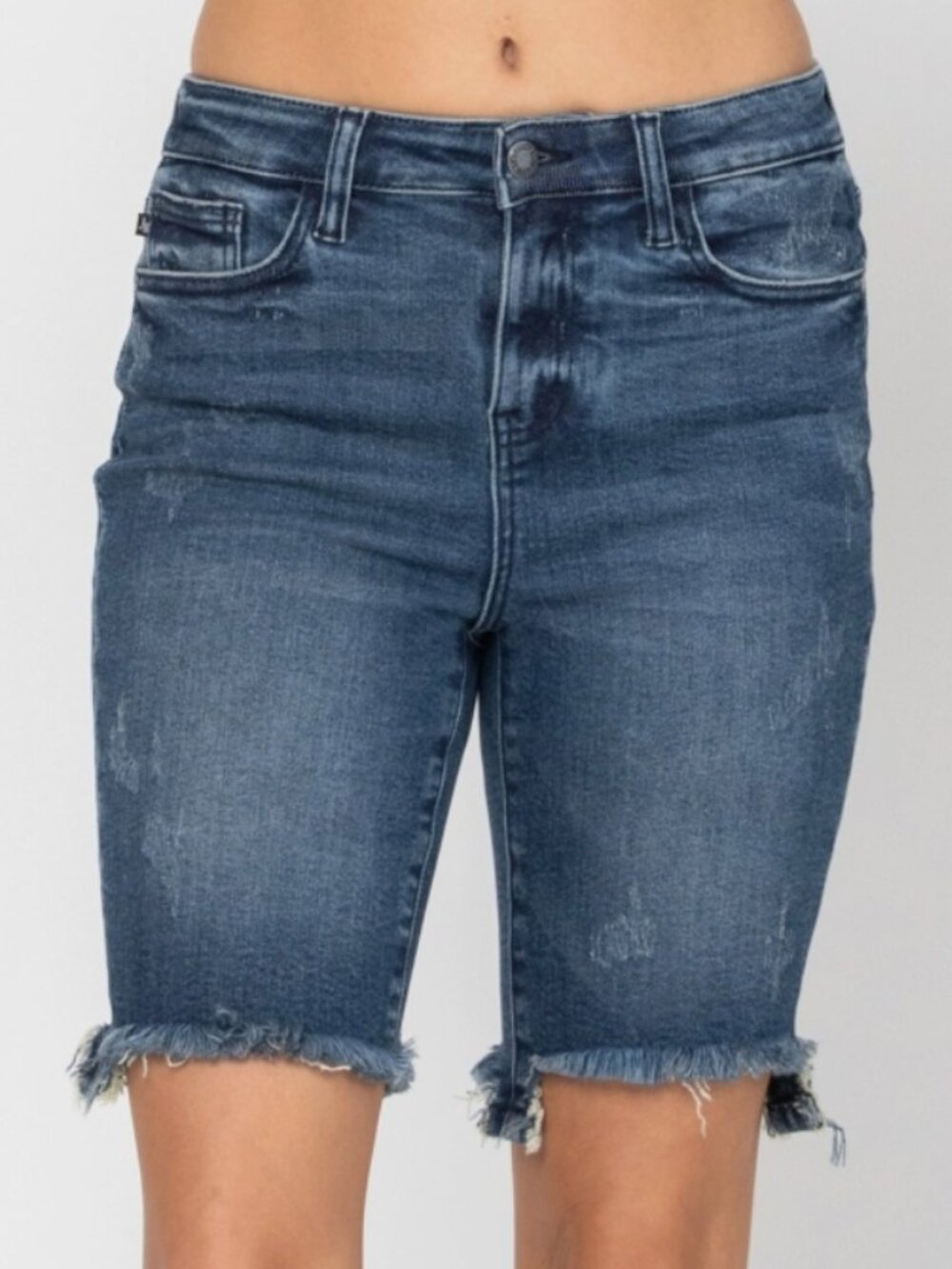 JUDY BLUE High-Rise Stretch Denim Bermuda Shorts Size XL Cut Off 15 (32) NEW